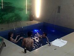 threesome with friends in the motel pool part 2