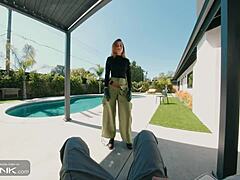 Whoa, this VR Conk redhead Kim, she's deepthroatin' that massive cock in her Kim Possible cosplay outfit, part one, so hot