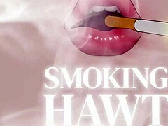 oh man i-i'm this hot brunette with red lipstick nails and sexy lingerie i'm touching myself while smoking a cigarette