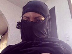 arab milf in niqab explores webcam self-pleasure with intense results