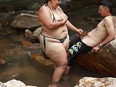 Oh wow, banging this hung Colombian guy in the river outdoors feels so wild! 🍆💦