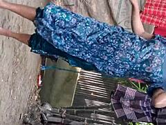 Suggestive Village Girl Bathing in Rural Country Ranch Setting