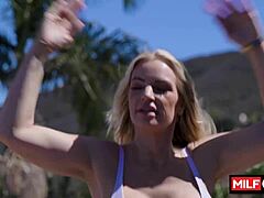 Busty Blonde Milf Trainer Rachael Cavalli Seduces Student Codey Steele With Her Amazing Big Tits For Hardcore Fucking.