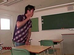 naughty japanese student kyoka sneaks in an uncensored blowjob during school hours, leading to a creampie finish