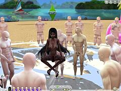 Sims 4 ladyboy goddess receives worship from followers through intimate sperm offerings