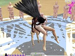 Sims 4 ladyboy goddess receives worship from followers through intimate sperm offerings