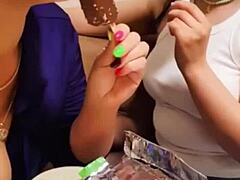 Curvy Stepmom Guides Petite Stepdaughter in Wet Lesbian Pussy Play with Kissing and Orgasms