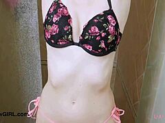 Sweet Teen 18+ Brunette Took a Shower in Solo Bathing Session