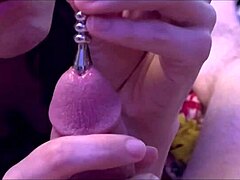 extreme sounding drips pre-cum during intense cock rub and swap