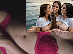Beach Party Three Best Friends Triple Blowjob Bbc-Masturbation With Ai!