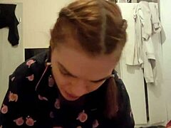 redhead roommate grabs my cock for dirty deepthroat spit cum mess