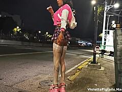 mexican tranny lifts miniskirt flashes perfect ass verga on cablebus