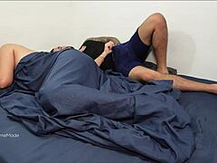 sharing bed with stepsis led to wet pussy creampie fucking