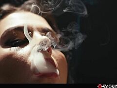 Isn't Valentina Nappi the sexiest Italian with red lipstick, smoking before her dirty blowjob and handjob?