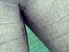 showing off my big tits in a public garden then i pee in my tight pants 😈💦