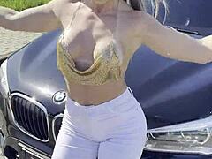 Blonde bombshell rides double penetration in USA style