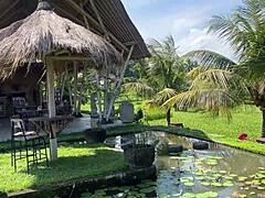 Cumwalk beauty savors pasta lunch with sticky facial glaze in crowded cafe