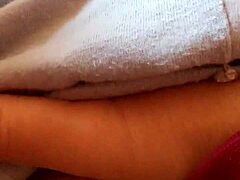 Milf touches herself seductively in cozy pajamas