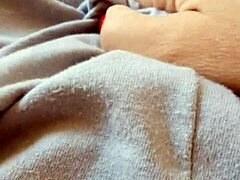 Milf touches herself seductively in cozy pajamas