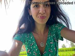 Cumwalk beauty savors pasta lunch with sticky facial glaze in crowded cafe