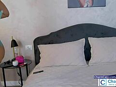 classy babe helenwaldorf teases in white stockings heels and lingerie on live web chat