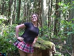 chubby cheerleader erin electra fucked deep in forest skirt up