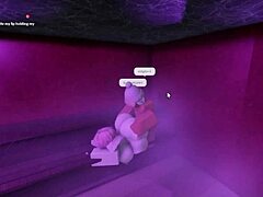 sauna steam rises as hot lady rams her thick cock deep inside me