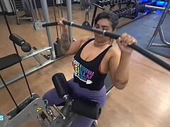 Pantyless gym tease leads to sweaty home fingering session