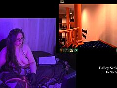 Brunette BBW bares big natural tits in naked remaster play