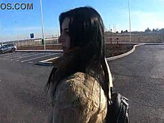 cheating wife sucks cock outdoors husband's friend shopping