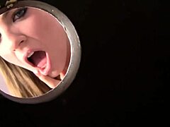 Bailey Blue masturbates to huge cock gloryhole cum in bathrooms!