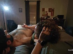 Liza's Sensual CFNM Handjob Makes Andy Spurt Huge Cumshot Load on Bed