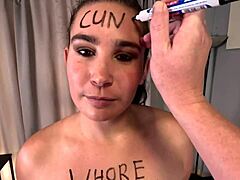 imagine this fat brunette whore spitting on cock while humiliated with facial cumshot