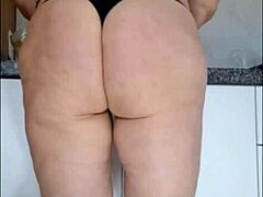 caught my stepmom in kitchen wearing see-through top and panties only