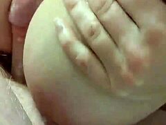 Amateur Huge Implant Girl Titfucks Monster Cock First Time in Hotel Bathroom Cumshot