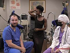 rina arem spreads shaved pussy during intense nurse patient latex checkup with gaping toys