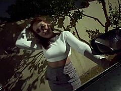 A streetwalker meets a devout man in public outdoor spot