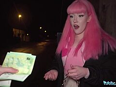 public agent yanks off her chastity belt then creampies wet pussy