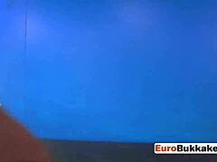 Euro Slut Desk Orgy: Drilled Hard by Loaded Cocks in Bukkake Blowbang