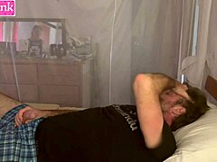 damn babe your big nipple girlfriend wakes up sucking my cock then rides rough in morning sex