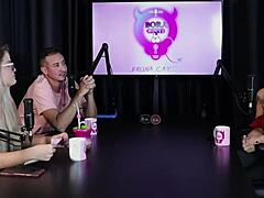 Charllottye sheer red starts as escort filming with women in bdsm lingerie group glamour