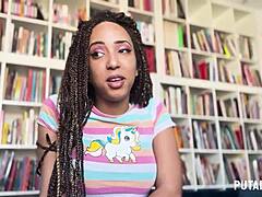 Luna Blackx milks Torbe's cum after horny interview