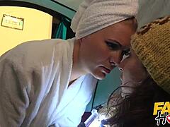 fake hostel milf seduces young camper to lesbian face sitting lick