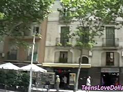 pov teen kneels outdoor sucking cock till hot cum fills mouth