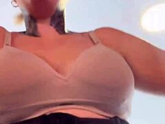 Gym Influencer Trains Bra-Less, Wet Tits Drip Down Legs!