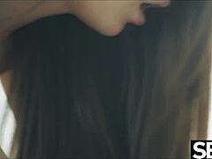 This brunette beauty blows cock rides to creampie orgasms non-stop