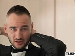 Tushy Blonde Cherry Kiss Rides Double Penetration to Gaping Orgasm