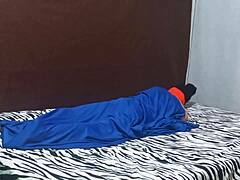 stepmom and stepson rest on bed then ghost fucks them both