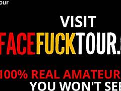 South African black slut deepthroats rough face fucked to cum beard domination hardcore