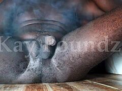 huge hairy cock throbs with moans exploding in massive cumshot